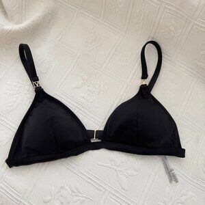 Victoria Secret V hardware Triangle swim top new sz L Black